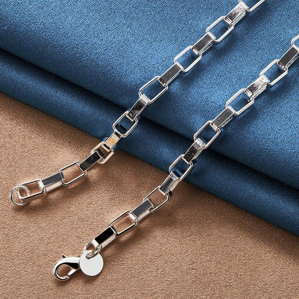 18 Inch Box Chain 4mm Wide, Stamped Solid 925 Sterling Silver! - Picture 4 of 7